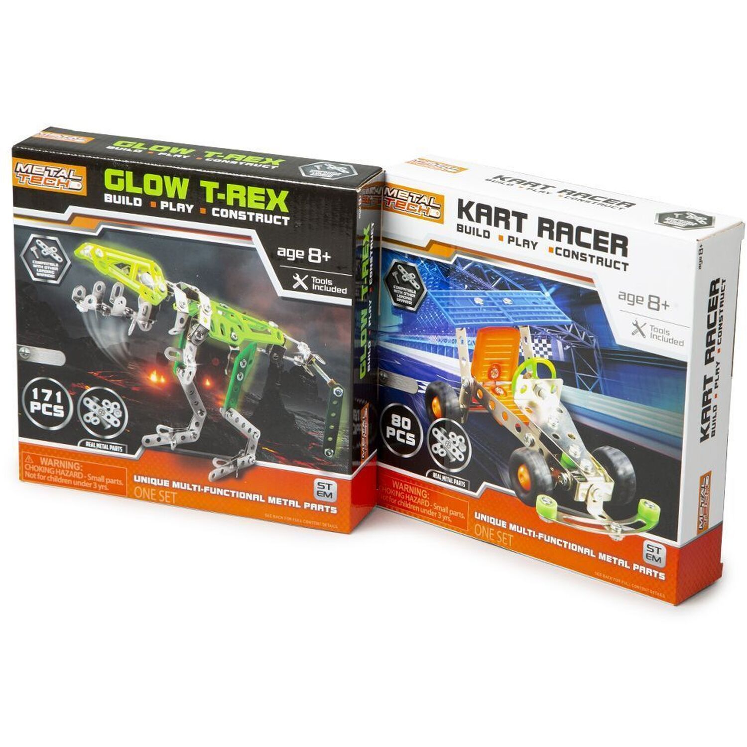 Metal Tech Glow T-Rex / Kart Racer Construction Kit Image