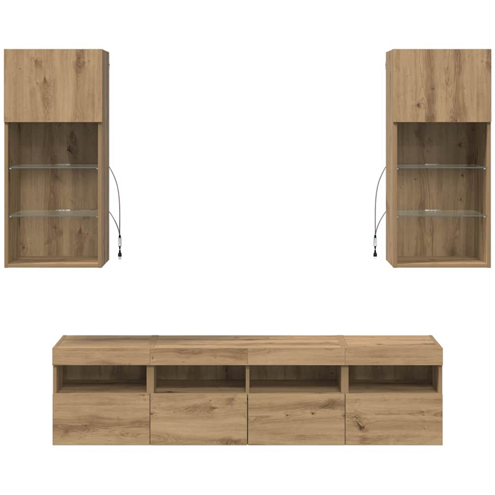 vidaXL LED Artisanal Oak TV Wall Unit Image 7