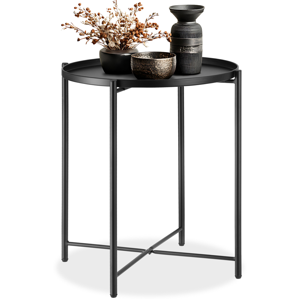 tectake Chester Black Round Bedside Table Image 2