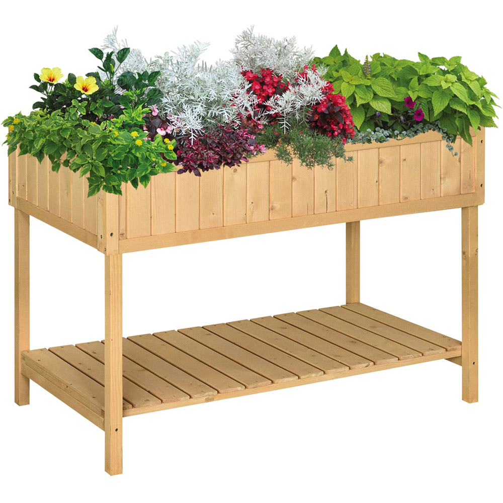 Outsunny Natural Wooden 8 Cubes Herb Planter Stand Image 1
