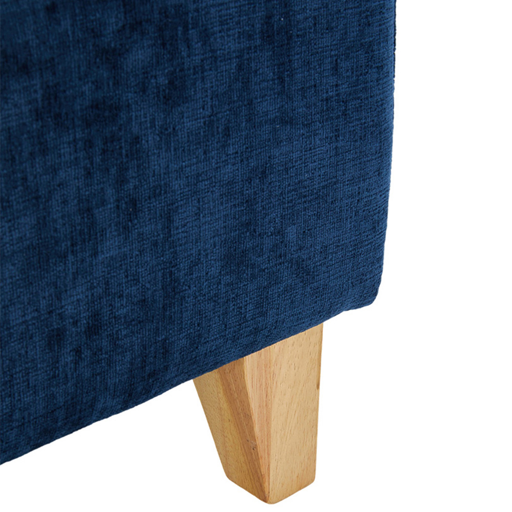 Living and Home Blue Chenille Upholstered Storage Ottoman Image 5