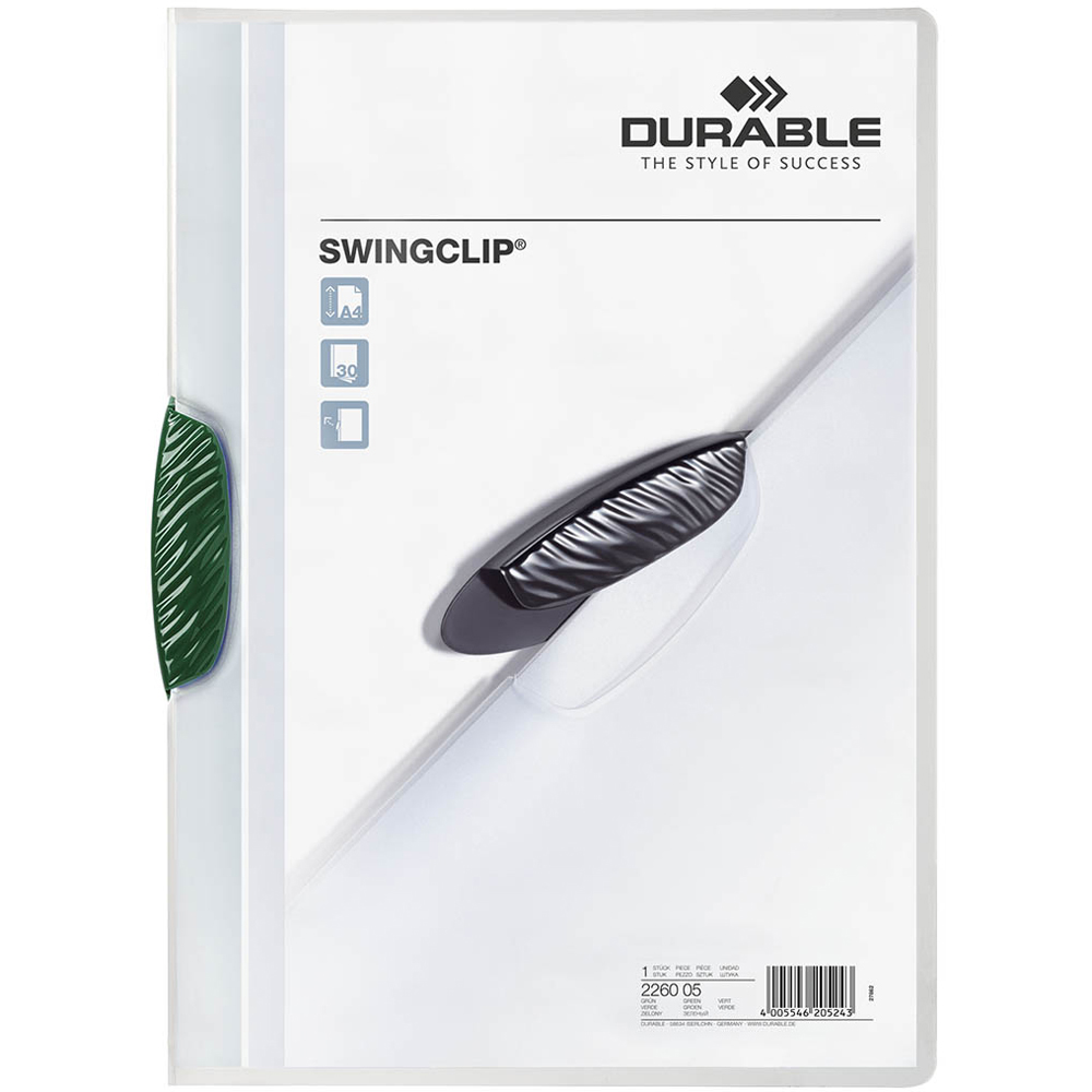 Durable SWINGCLIP A4 Green 30 Document Swing Clip File Folder 25 Pack Image 1
