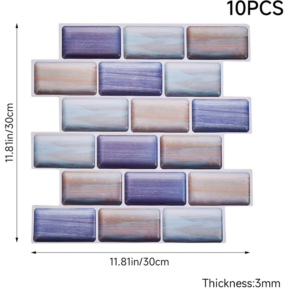 Living and Home Brick Effect Multicolour Self Adhesive Wall Sticker 10 Pack Image 9