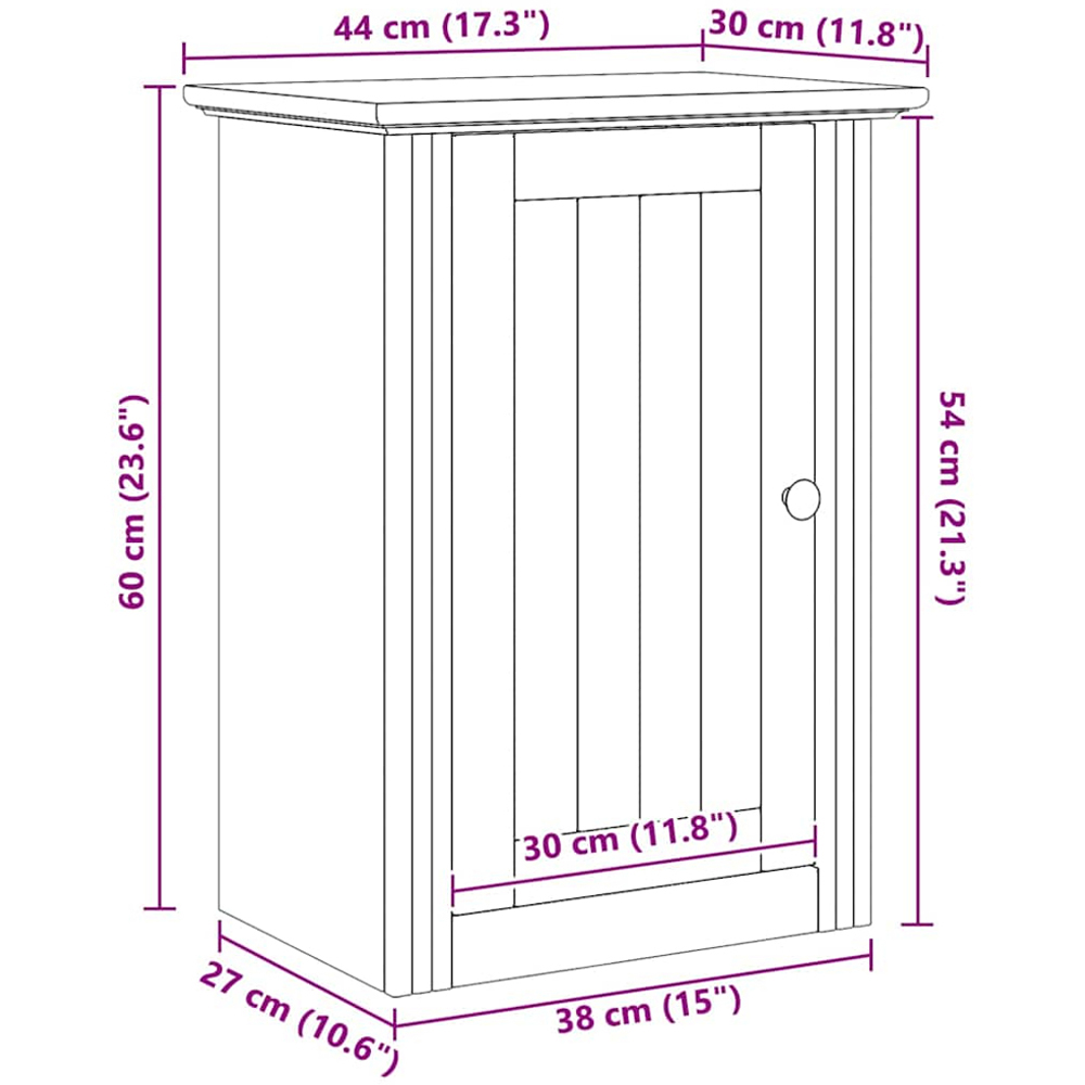 vidaXL Single Door Honey Brown Wall Mounted Bathroom Cabinet Image 8