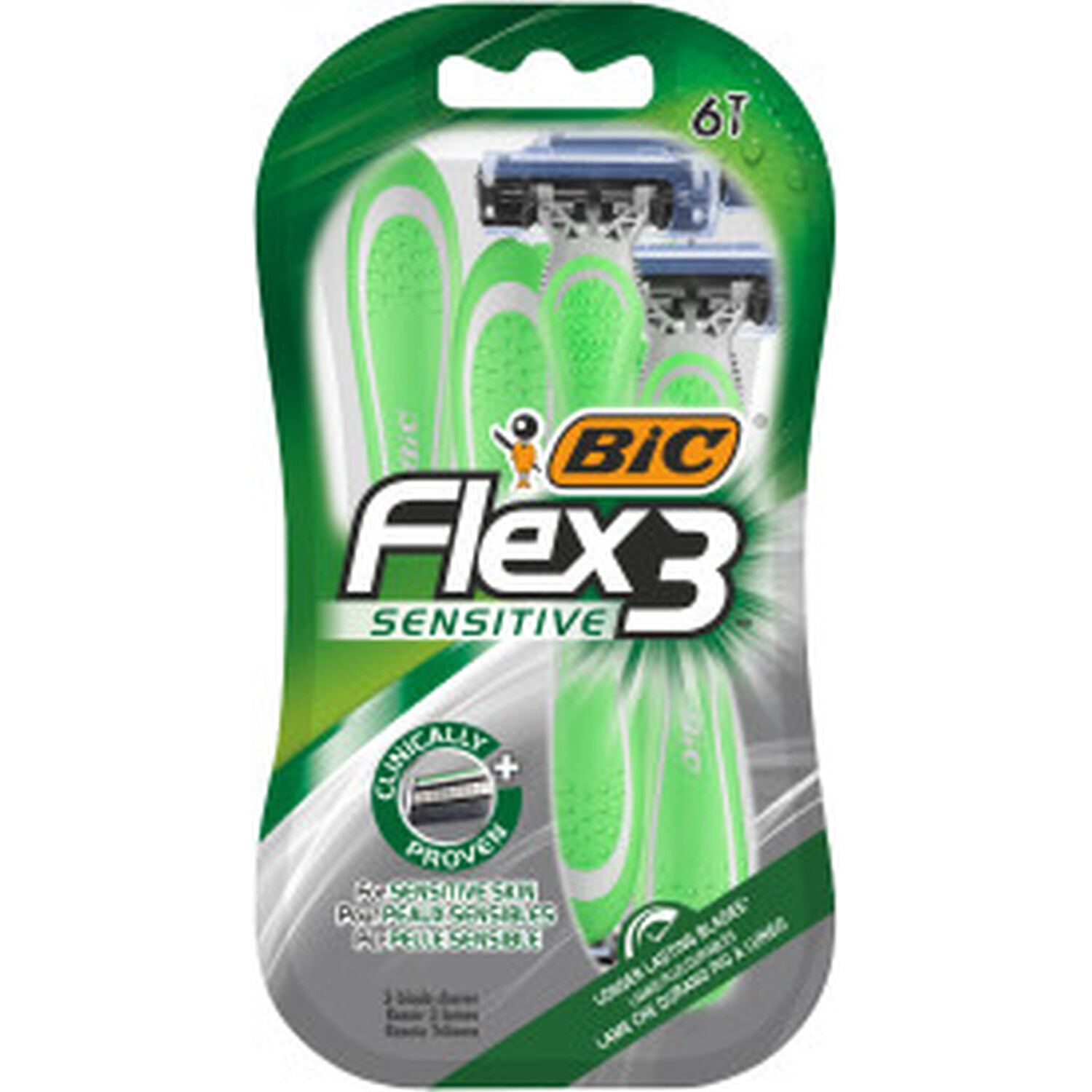 Pack of 4 BIC Flex 3 Sensitive Razors - Green Image