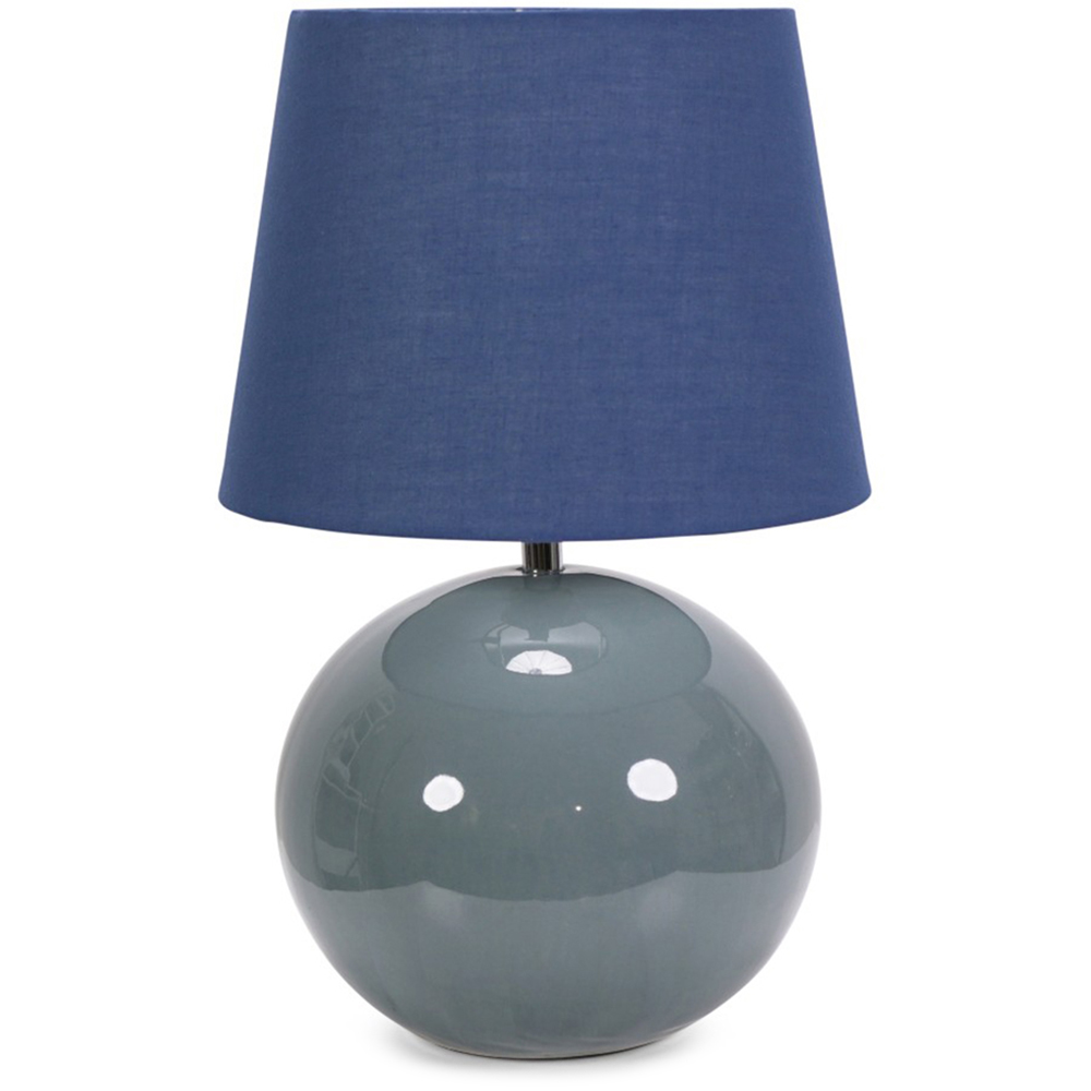 ValueLights Bosco Eucalyptus Teal Navy Fabric Tapered Shade Ceramic LED Table Lamp Wilko