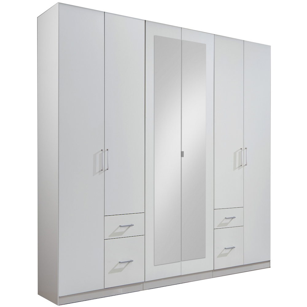 TJ'S Fly 6 Door 4 Drawer Wide Wardrobe with Mirror Image 2