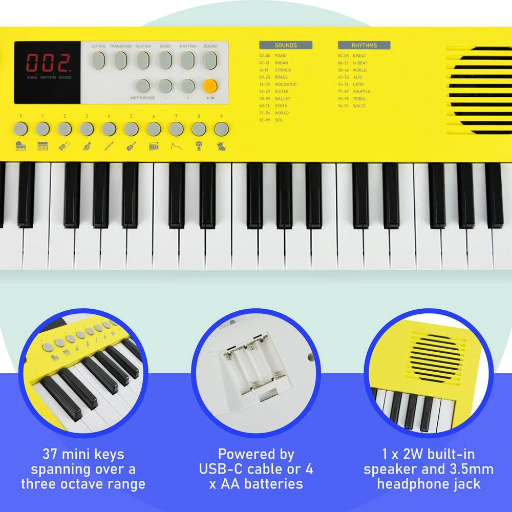 AXUS 37 Key Sunrise Yellow Mini Keyboard Image 2