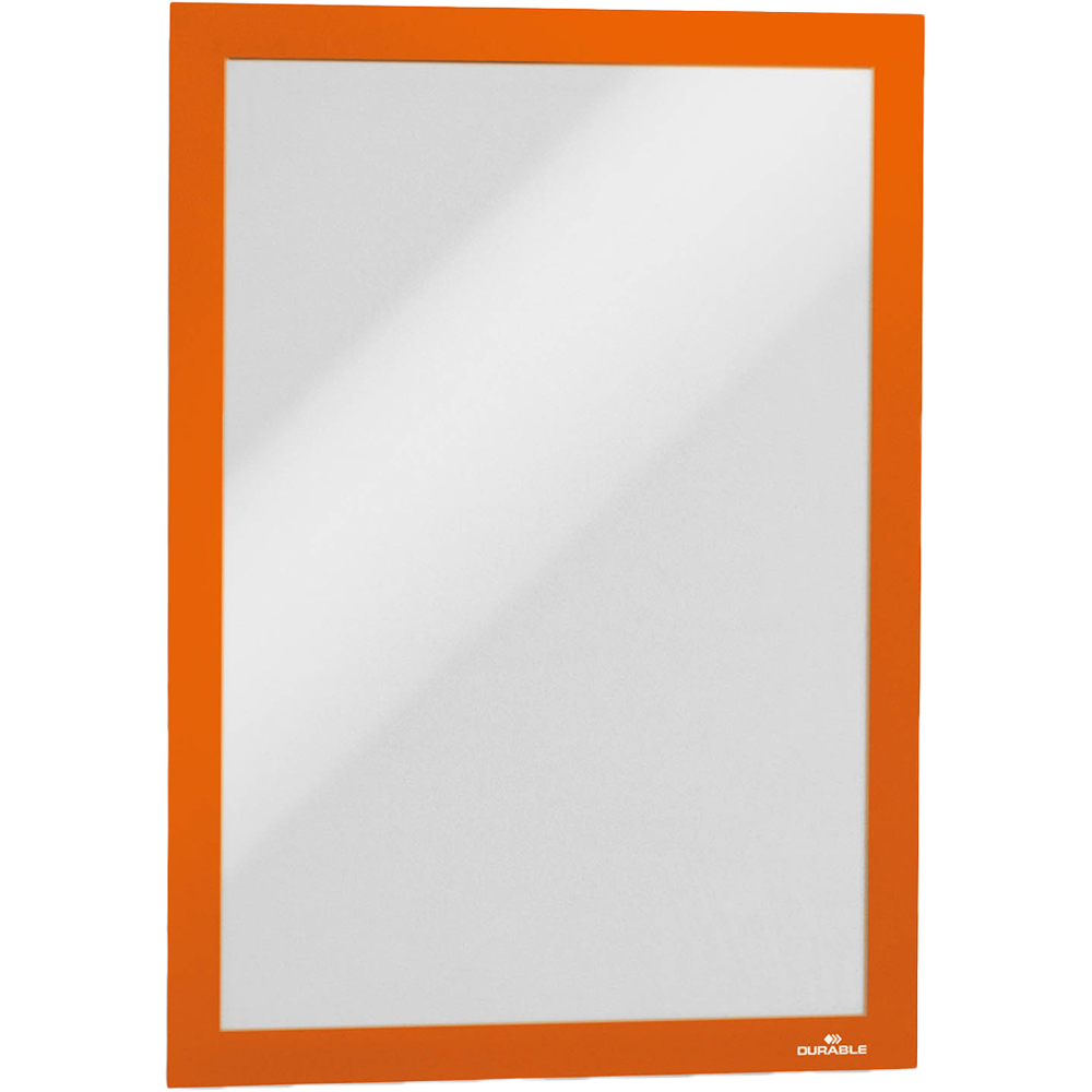 Durable DURAFRAME A4 Orange Self Adhesive Magnetic Signage Frame 2 Pack Image 1