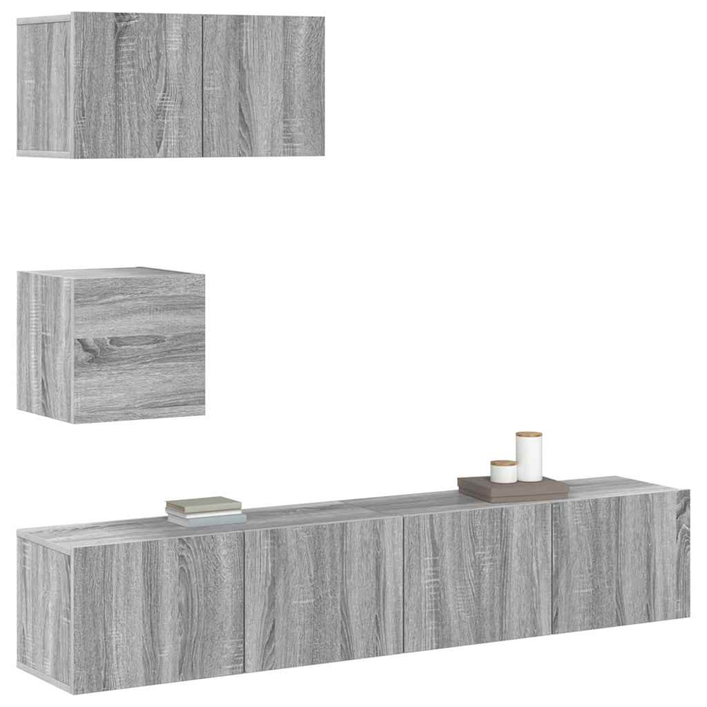 vidaXL 7 Door Grey Sonoma Wall Mounted TV Cabinet Image 5