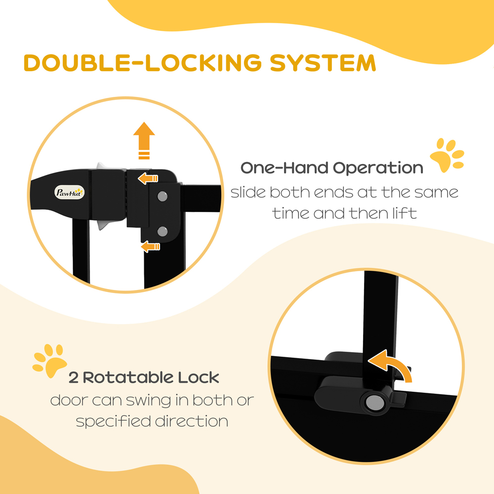 PawHut Black 74-94cm Adjustable Metal Pet Safety Gate Image 4