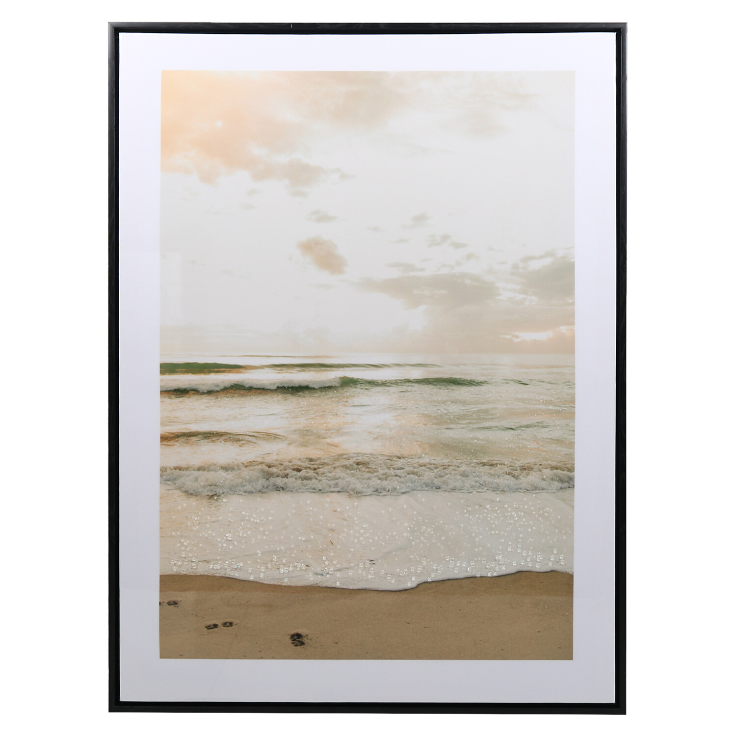 Embellished Seashore Scene Framed Canvas 60 x 80cm Image 1
