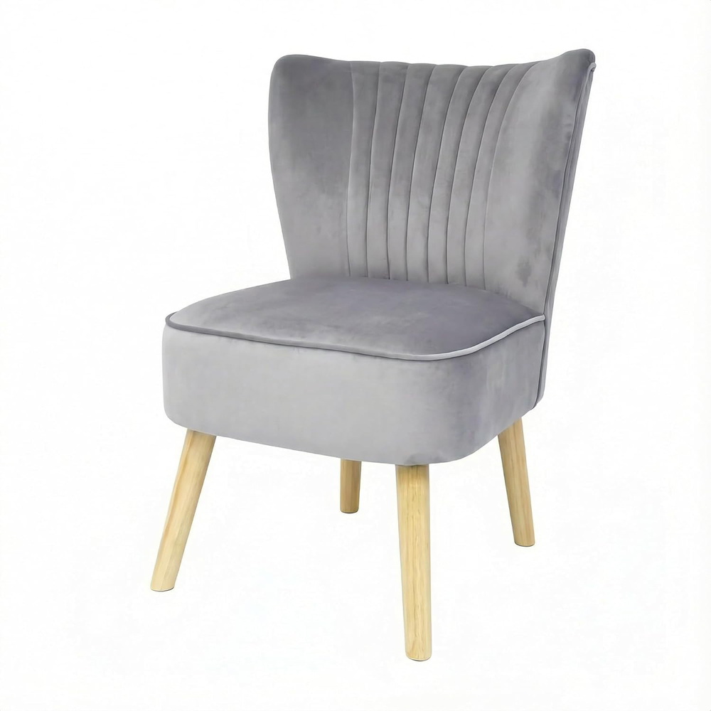 Alivio Grey Velvet Upholstered Modern Accent Chair Image 2