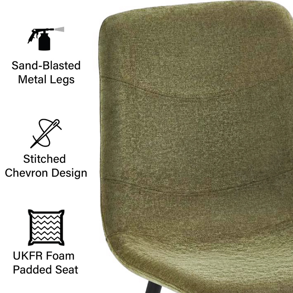FWStyle Evie Set of 4 Green and Black Linen Upholstered Steel Frame Dining Chair Image 7