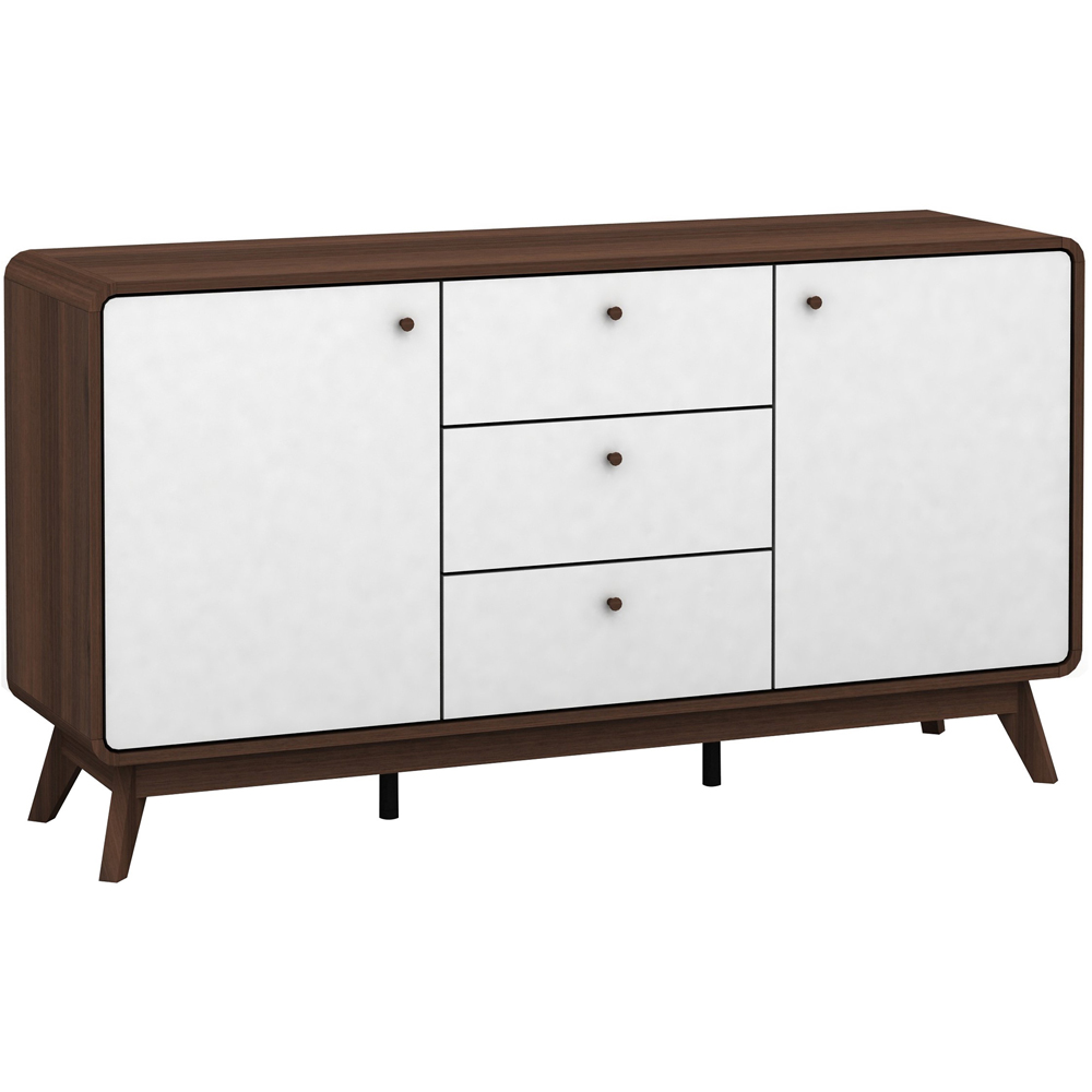 Loft24 Cassie 2 Door 3 Drawer Walnut and White Sideboard Image 2