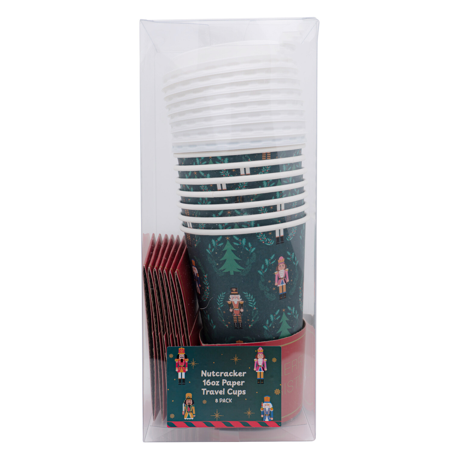 Pack of 8 Nutcracker Paper Travel Cups Green Image 5