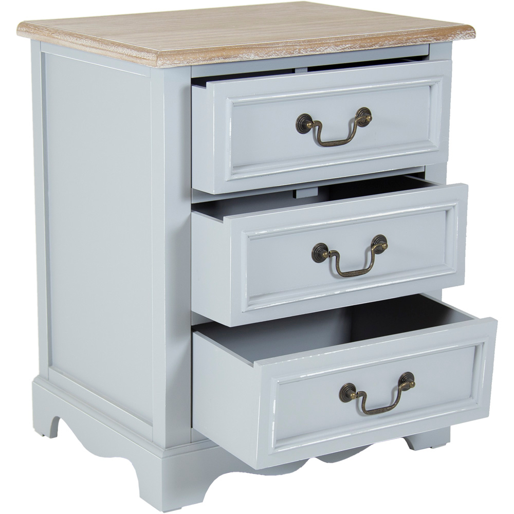 Charles Bentley Loxley 3 Drawer Grey Bedside Table Image 4
