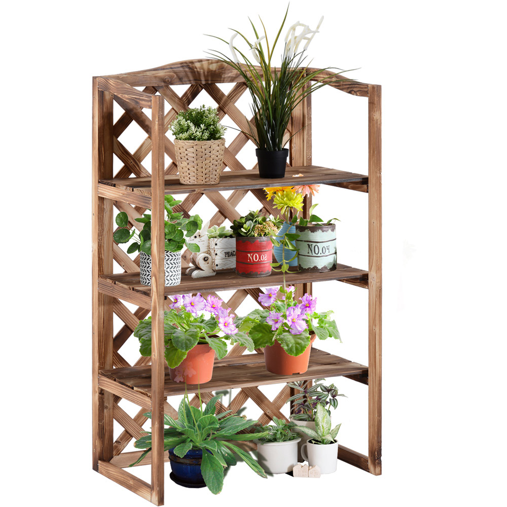 Outsunny 3 Tier Wooden Plant Stand Image 1