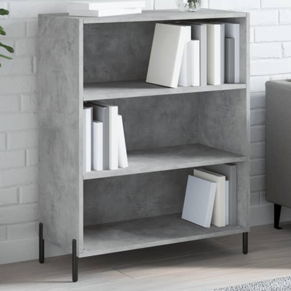vidaXL 3 Open Shelf Concrete Grey Shelf Cabinet Image 1