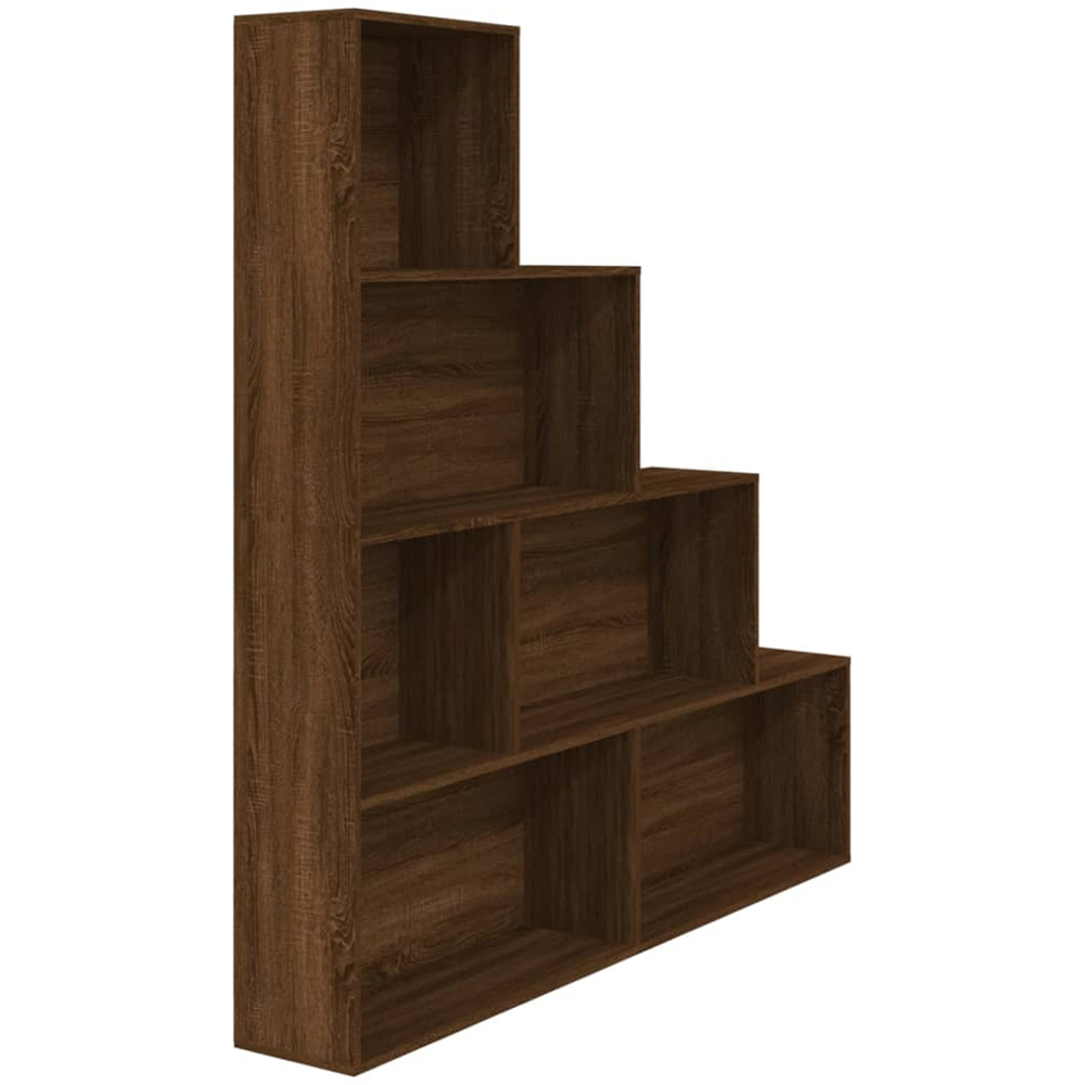 vidaXL 6 Shelf Brown Oak Wooden Bookcase Image 2