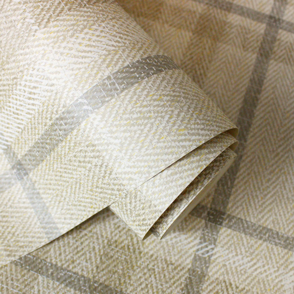Crown Harris Check Natural Wallpaper Image 3