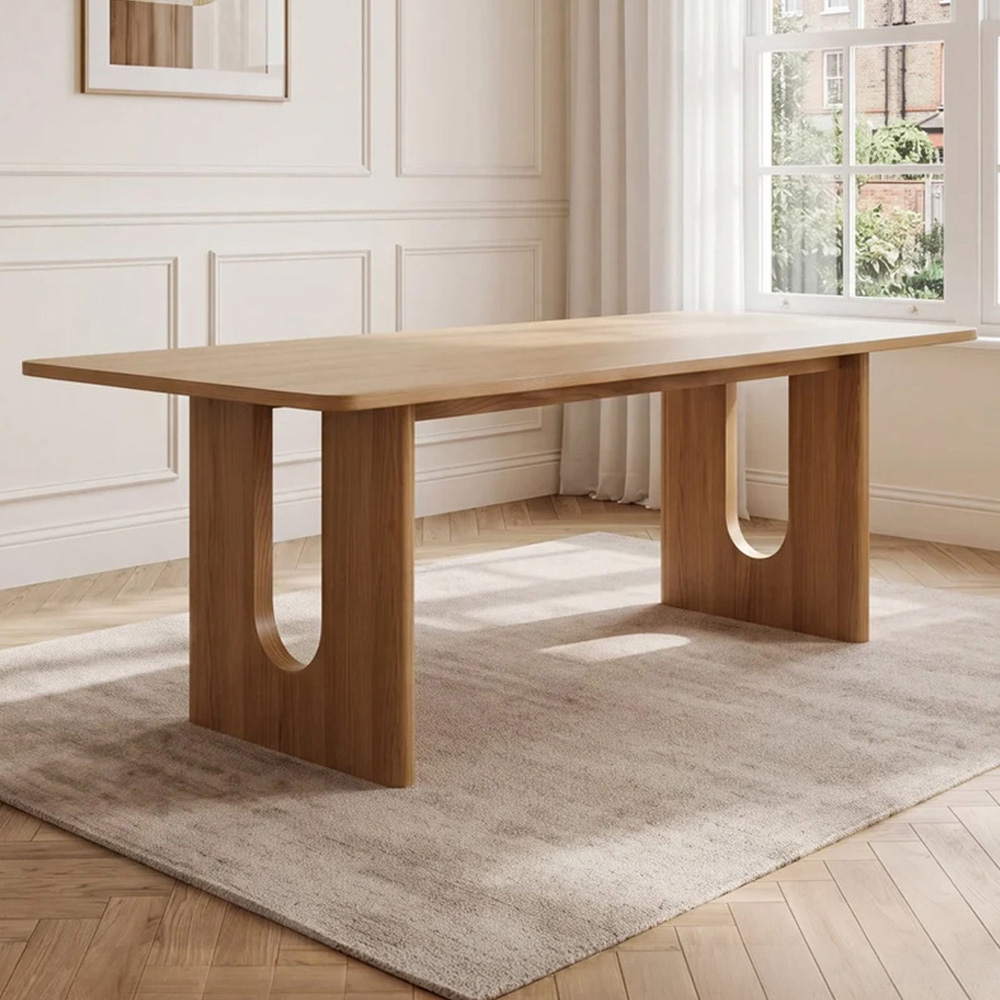HGD Umberto 6 Seater Dining Table Washed Oak Veneer Image 1