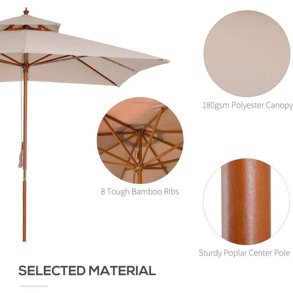 Outsunny Beige Double Tier Crank Handle Parasol 3m Image 4