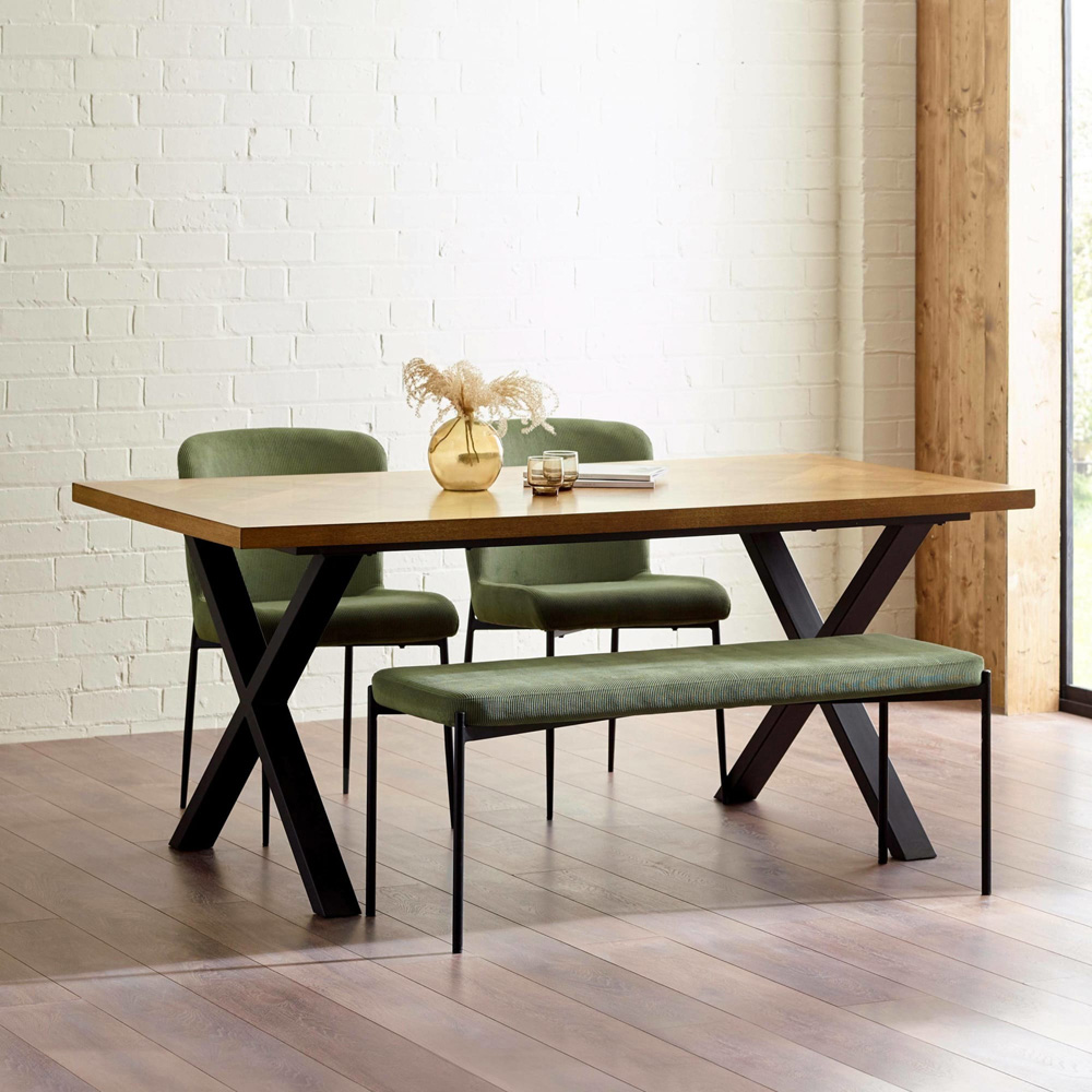 Julian Bowen Leonie 2 Seater Green Velvet Dining Bench Image 8