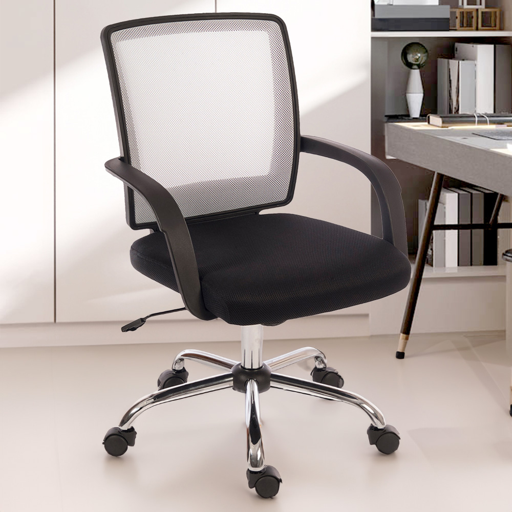 Teknik Star Black and White Mesh Swivel Office Chair Image 1