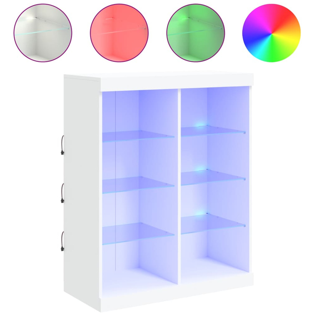 vidaXL 8 Shelf White LED Sideboard Image 3