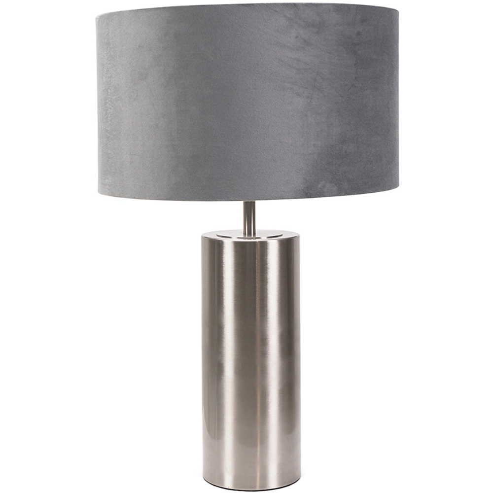 ValueLights Lexy Grey Velvet Shade Chrome Touch LED Table Lamp Image 1