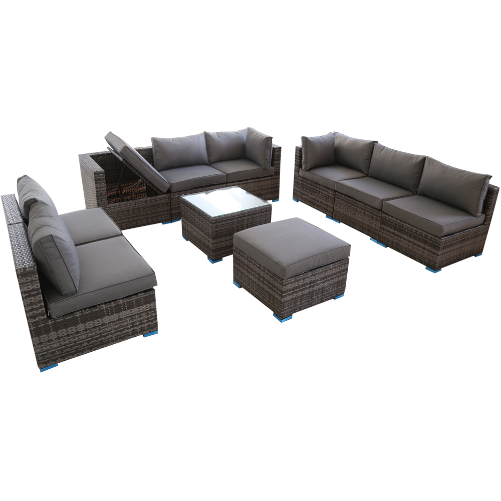 Furniture One 9 Seater Grey Rattan Modular Outdoor Sofa Image 2