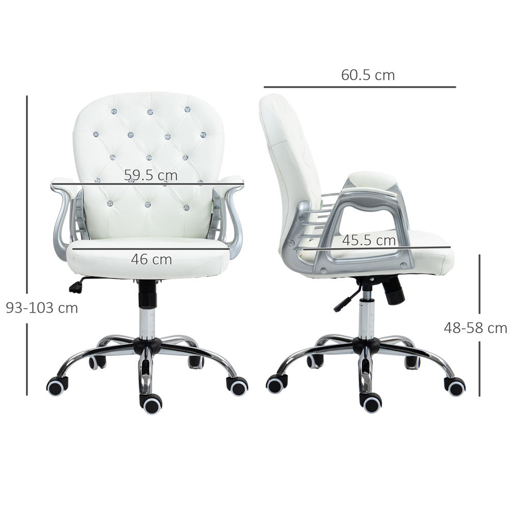 Portland White PU Diamante Padded Swivel Office Chair Image 9