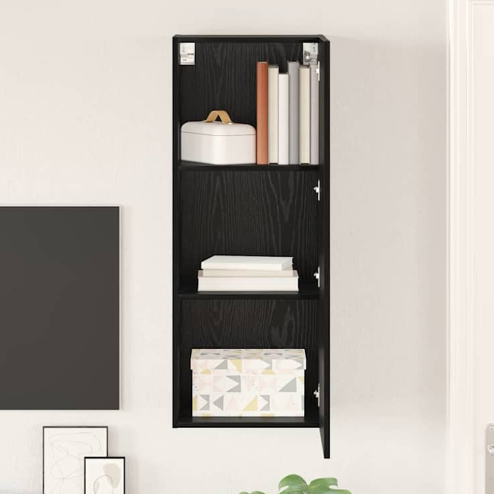 vidaXL Single Door Black Oak Wall-Mounted TV Cabinet Image 1