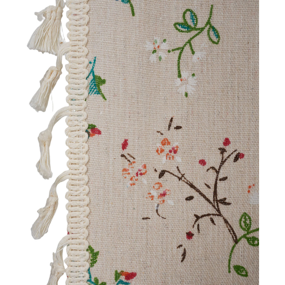 Living and Home Beige Bohemian Botanical Print Semi Sheer Curtain 245 x 150cm Image 5