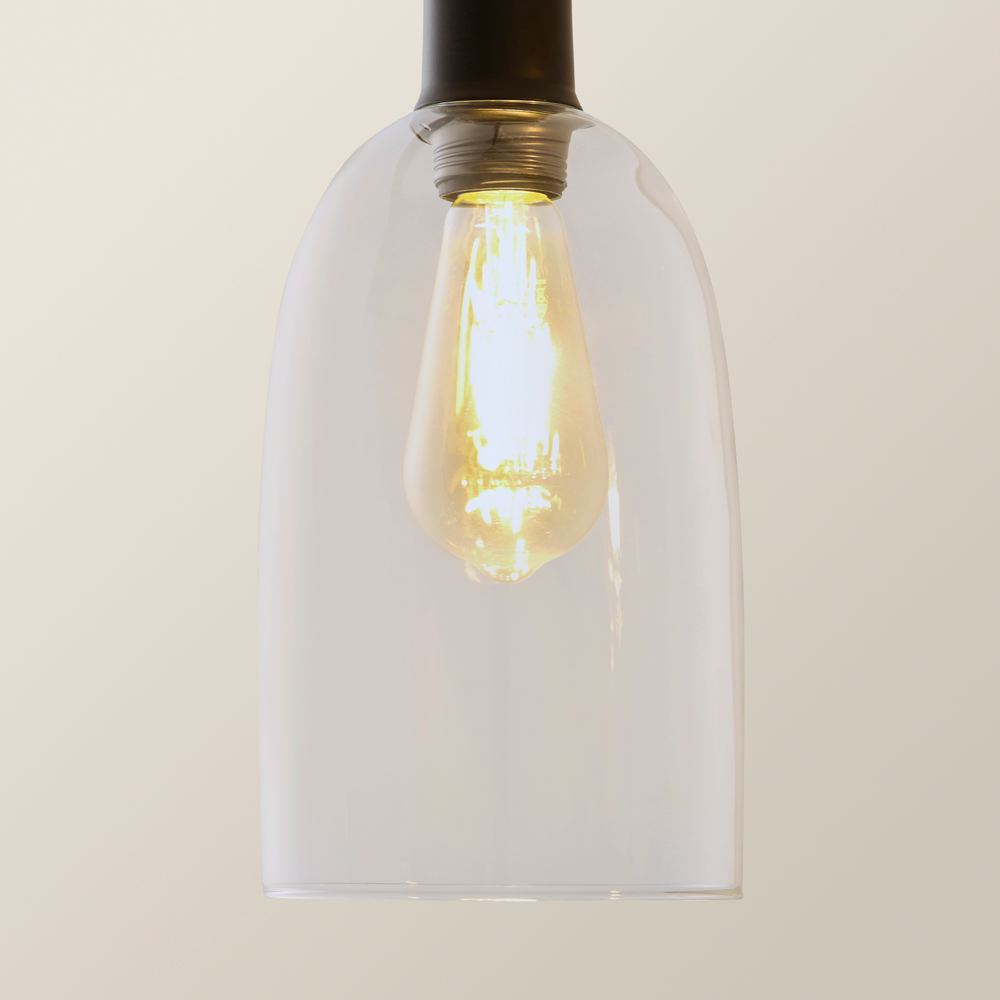 ValueLights Kira Glass Dome 3 Drop Bar Matte Black Diner LED Ceiling Pendant Light Image 3