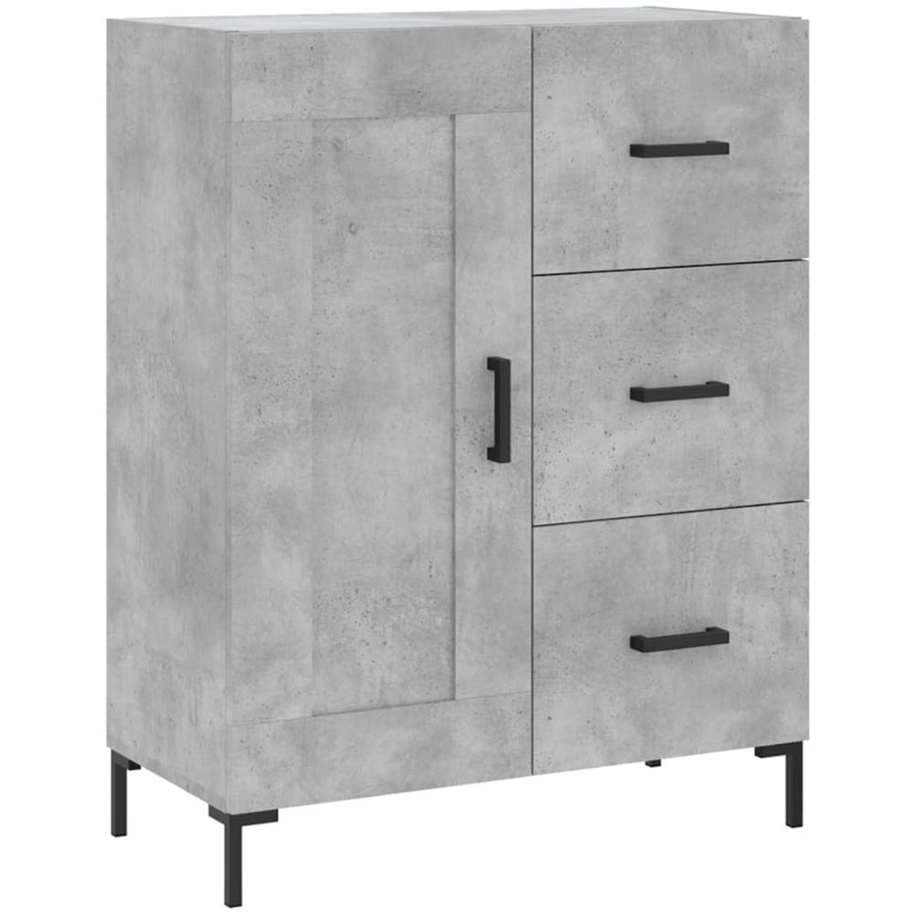 vidaXL 3 Door 3 Drawer Concrete Grey Highboard with Black Legs and Handles Image 7