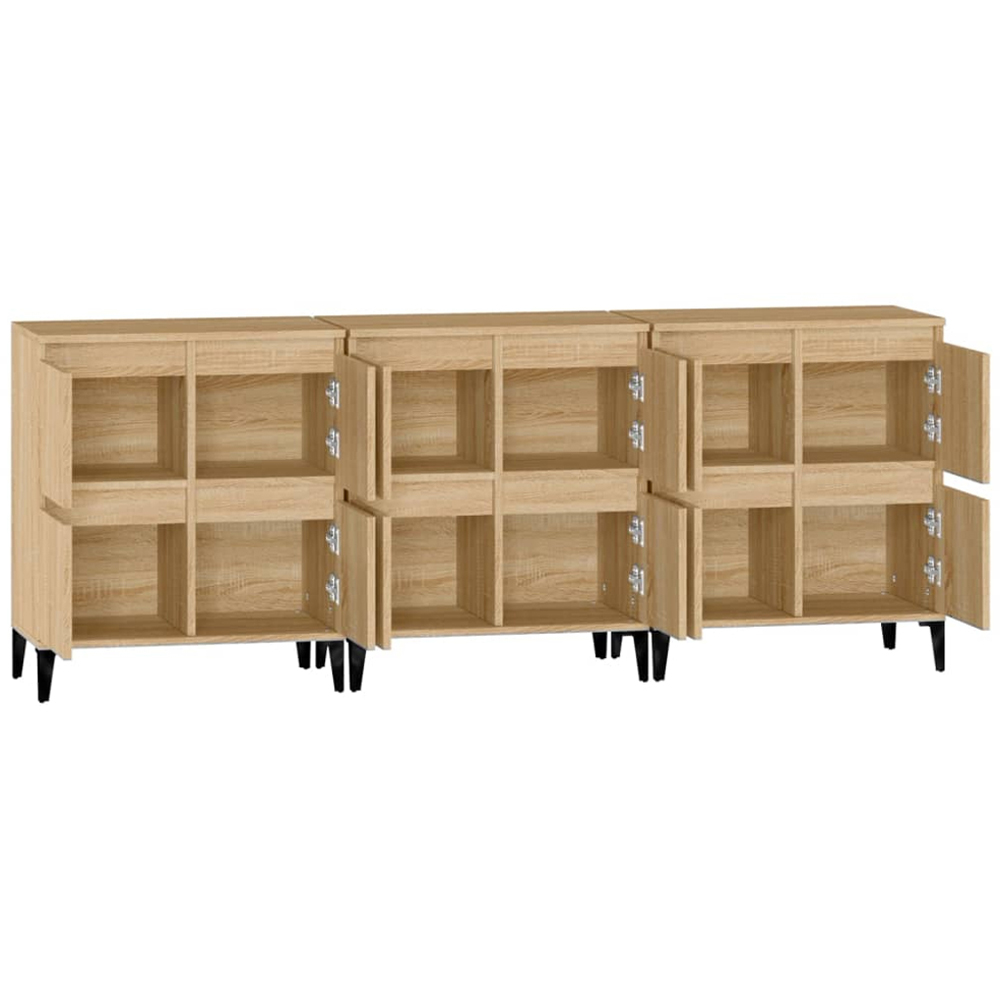 vidaXL 4 Door Sonoma Oak Sideboard Set of 3 Image 5