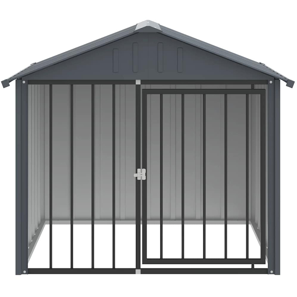 vidaXL Black Galvanised Steel Dog House with Roof 117 x 103 x 102cm Image 2
