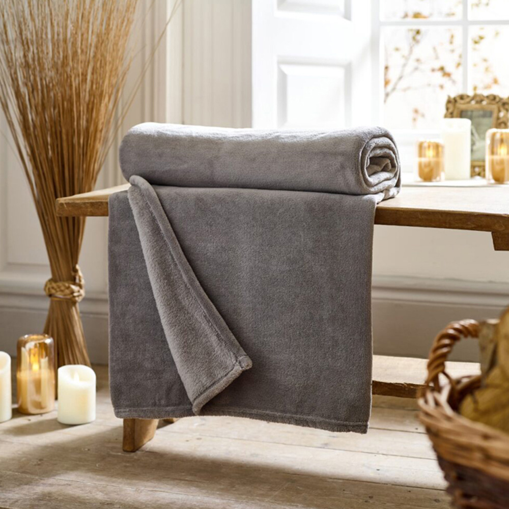 Deyongs Dark Grey Snuggle Touch Throw 140 x 180cm Image 2