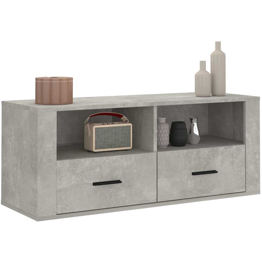 vidaXL 2 Drawer 2 Shelf Grey TV Cabinet Image 3