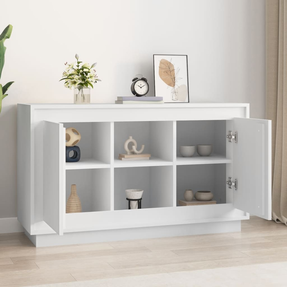 vidaXL 2 Door 2 Shelf White Sideboard Image 1