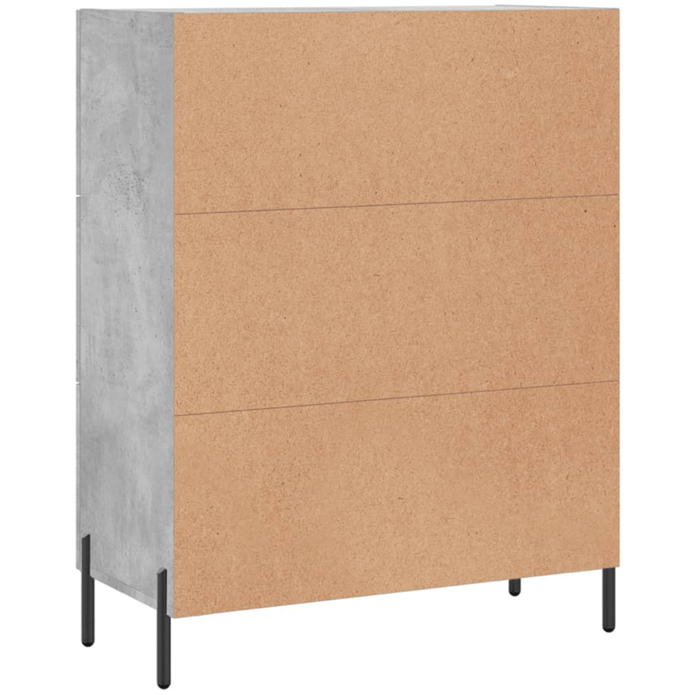 vidaXL Single Glass Door 3 Drawer Concrete Grey Wooden Sideboard Image 8