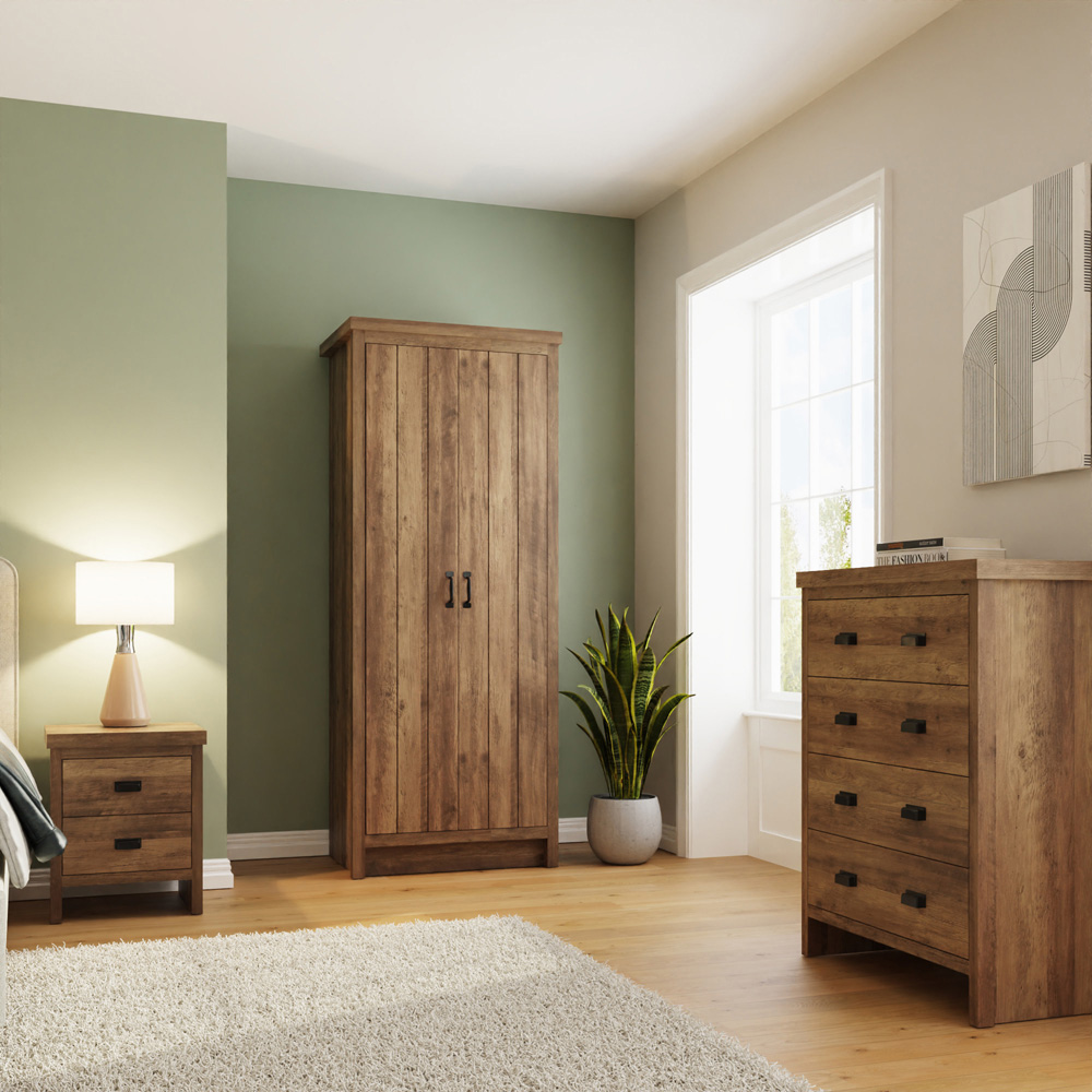 GFW Boston Knotty Oak 3 Piece Bedroom Furniture Set Image 1