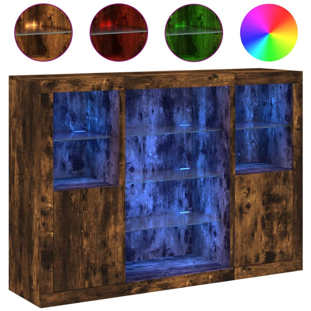 vidaXL 2 Door 8 Shelf Smoked Oak Sideboard Image 2