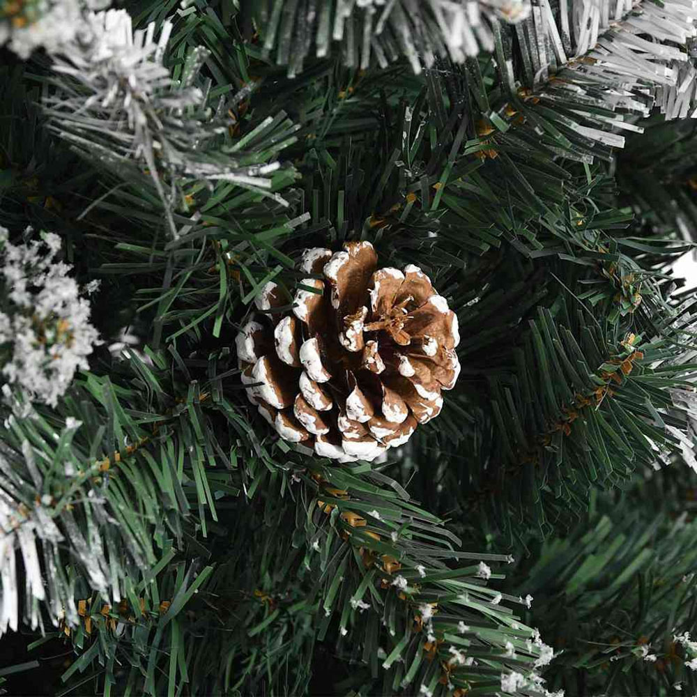 vidaXL Pre-Lit Black Baubles Green Artificial Snow Tipped Christmas Tree 5ft Image 7