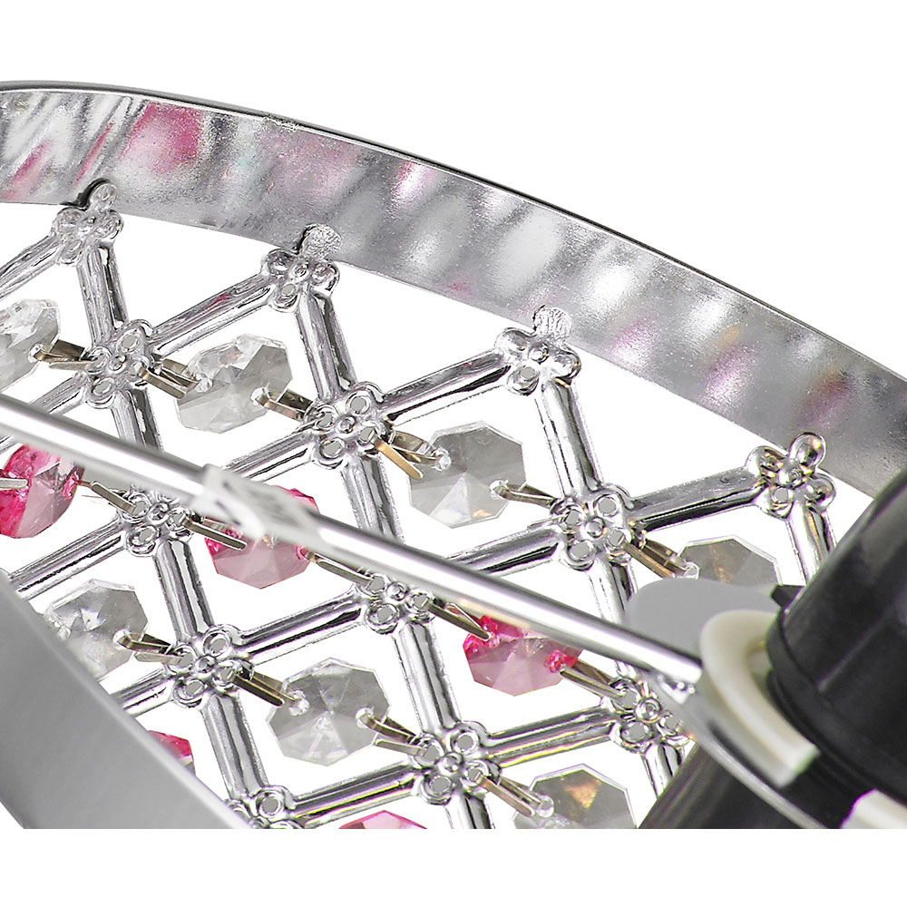 Happy Homewares Modern Sparkly Clear and Pink Beads Ceiling Light Pendant Shade Image 3