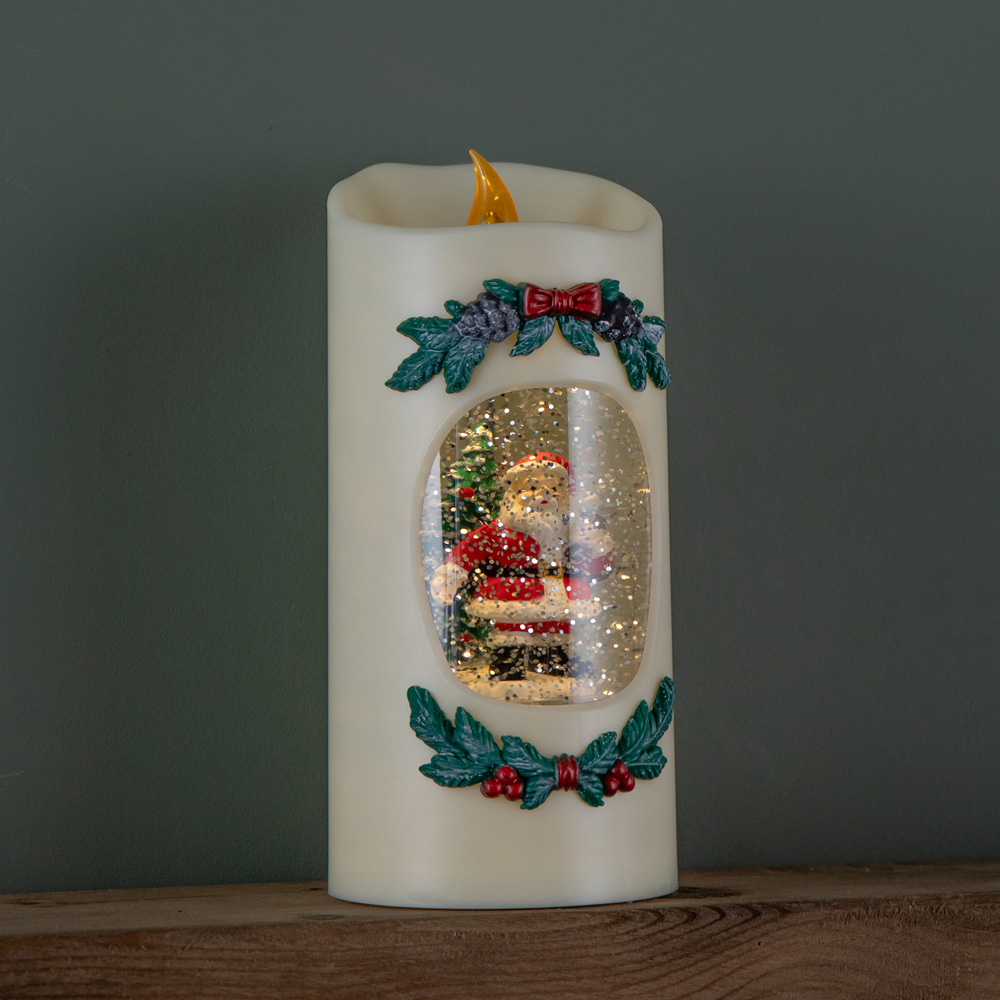 Samuel Alexander Dual Powered Santa Christmas Pillar Candle 20cm Image 3
