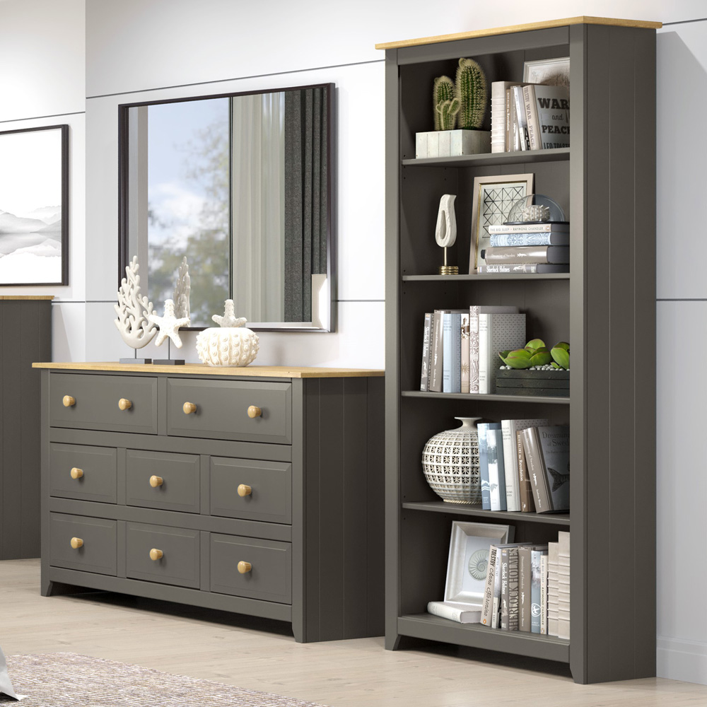 Capri 5 Shelf Carbon Grey Tall Bookcase Image 4