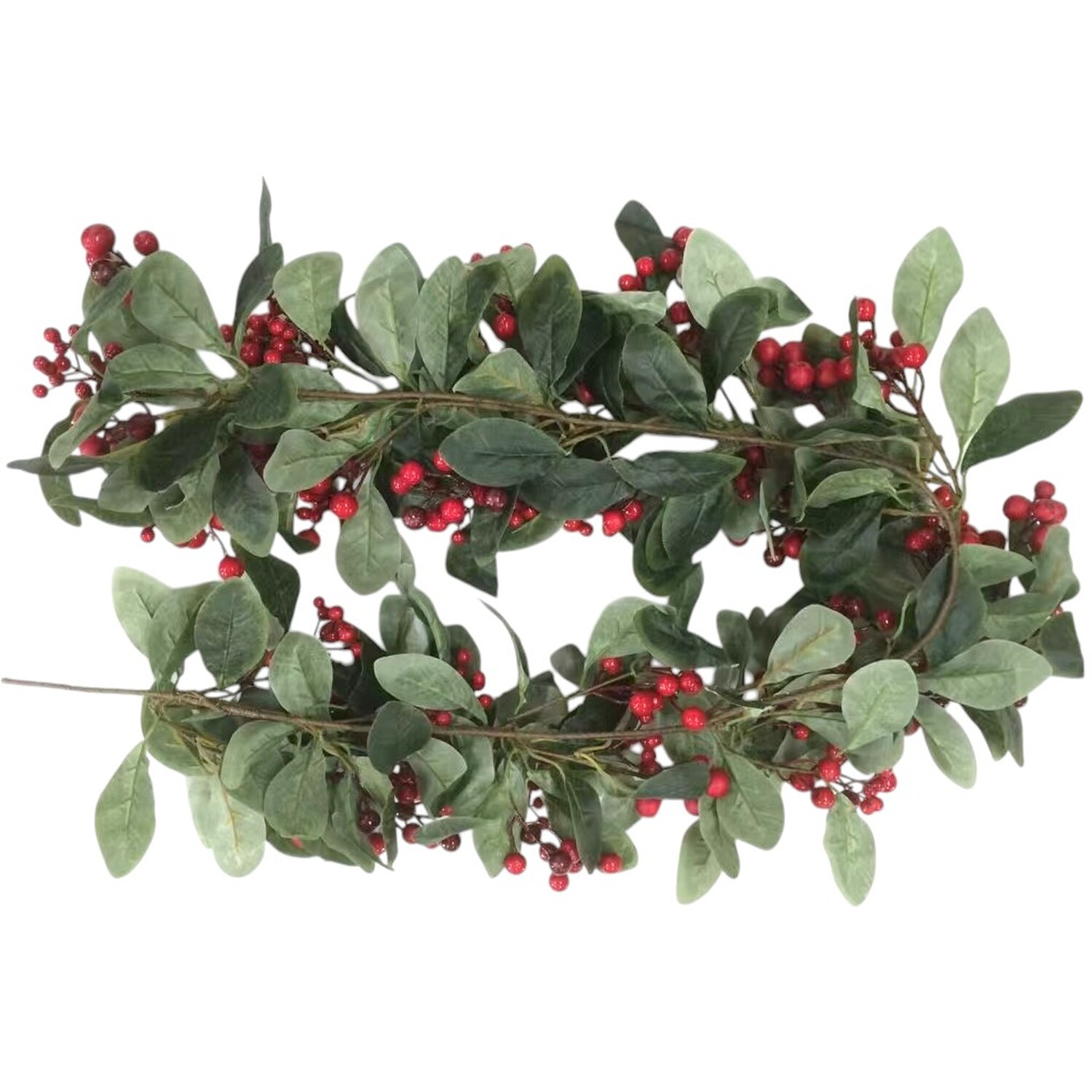 Grand Leaves and Red Berry Cluster Garland Green Image 3